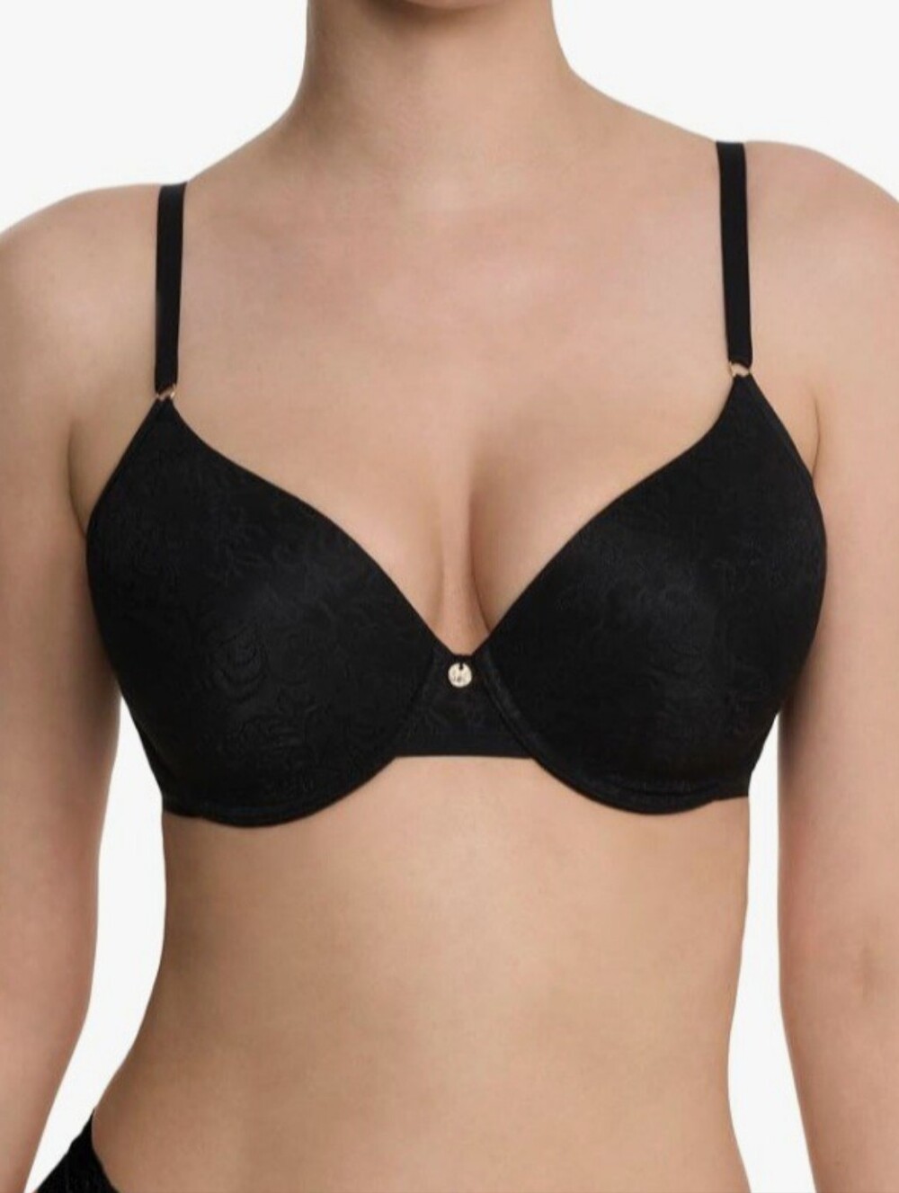 Natori Jacquard Contour Black Underwire T-Shirt Bra, Size 34DD